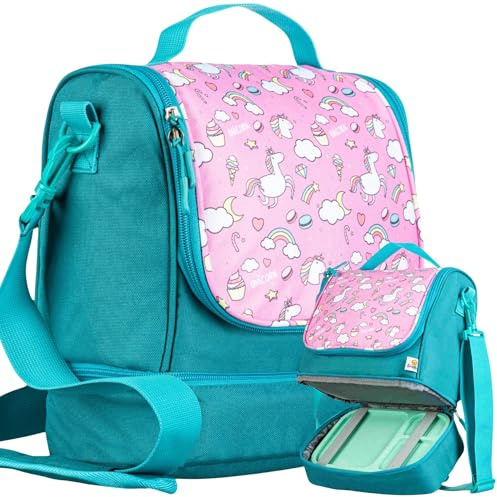 Knuffig Kindergarten-Tasche mit Brotdosen-Fach, Umhängetasche für Kita, Krippe & Kiga, Tragetasche für Toniebox, Perfekt als Weihnachts- & Geburtstagsgeschenk für Kinder! (Einhorn Rosa)