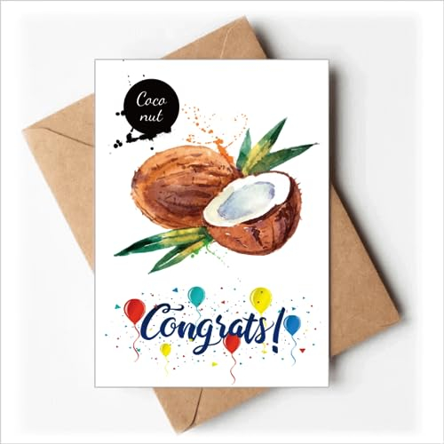 Coconut Fruit Tasty Healthy Aquarell Hochzeit Karten Glückwunsch Gruß Umschläge
