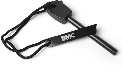 BMC Fire Steel Ferro Rod with Striker, Survival Fire Steel Premium Magnesium Ferrocium Rod Firesteel Includes Flint Striker & Chunky Handle for Grip Essential Fire Starter Camping Survival Kit
