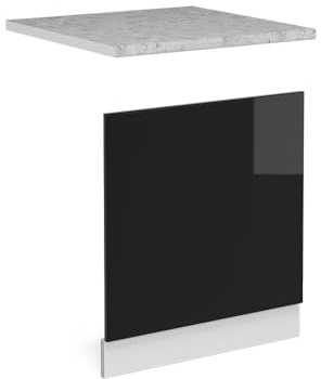 Vicco Panel Frontal R-Line, Negro Brillo Intenso/Blanco, 60 cm, ET Mármol