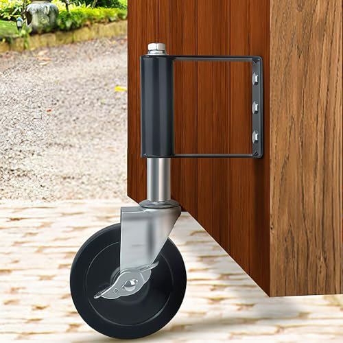 TNSLAND Roulette Charge Lourde 100mm, Roulettes Pivotantes avec Ressort et Frein Portail, Roulettes Charge Lourde Roulette Portail pour Portail en Bois et Clôture