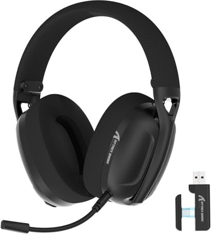 ATTACK SHARK L80 Casque de Jeu sans Fil Ultra Léger, BT 5.3, 2.4G, Filaire 3.5mm, 50H, Haut-Parleurs Pro-G de 40 mm, Casque de Jeu avec Microphone à Réduction de Bruit, pour PC, Mac et Mobile - Noir