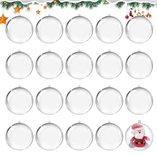 20 Stück Weihnachtskugeln Kunststoff,Christbaumkugeln zum Christmas Befüllen Kugeln Weihnachtskugel Transparente Decorations Plastik Durchsichtige Acryl Weihnachtsschmuck Set für DIY Christbaumschmuck