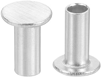 QUARKZMAN 50Pcs Rivets Semi-Tubulaires, 5mm x 10mm Rivet Tubulaire Semi-Tubulaire à Tête Plate Ronde en Aluminium pour la Réparation Industrielle et Domestique, Argenté