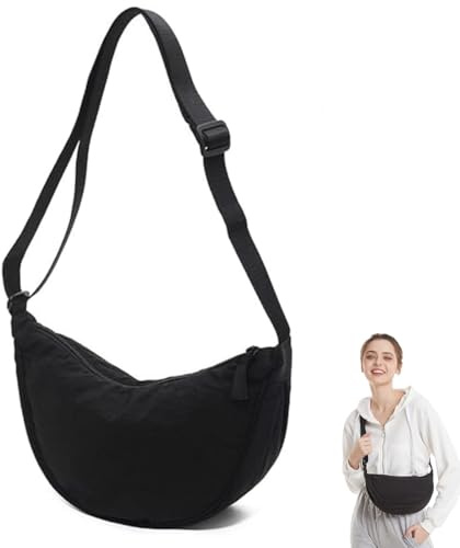 BIKPRST Borsa A Mezzaluna Da Donna, Borsa A Tracolla In Nylon A Mezzaluna Borsa A Tracolla In Nylon Da Donna Con Cerniera, Borsa Per Gnocchi Con Tracolla Regolabile Borsa A Mezzaluna Portatile