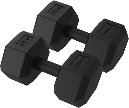 ZENO Dumbbells Pair 20KG | Weights Dumbbells Set | Plastic Dumbbell Pair | Hex Dumbbell For Strength Training, Home Training & Gym | Weights Set | Anti Slip & Anti Roll | 2 X 10KG