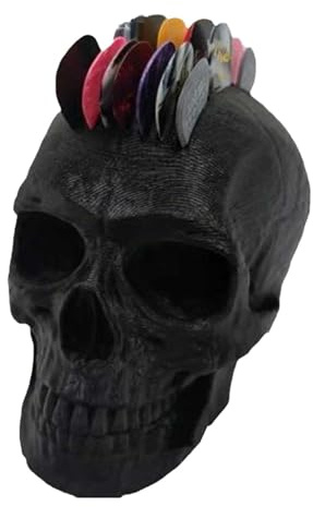 Skelett Gitarren Pick-Halter, Totenkopf Plektren Halter, Gothic-realistischer Totenkopf Plektrum Halter, für Picks Lagerung und Anzeige, Gitarristen-Geschenk (Schwarz)