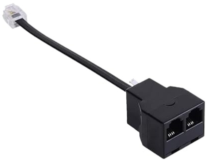 Phone Jack Splitter, 2 Way Telephone Converter, Port Phone Cord Adapter, Compact, Lightweight, Compatible with Landline, Fax Machine, Modem, and DSL Equipment