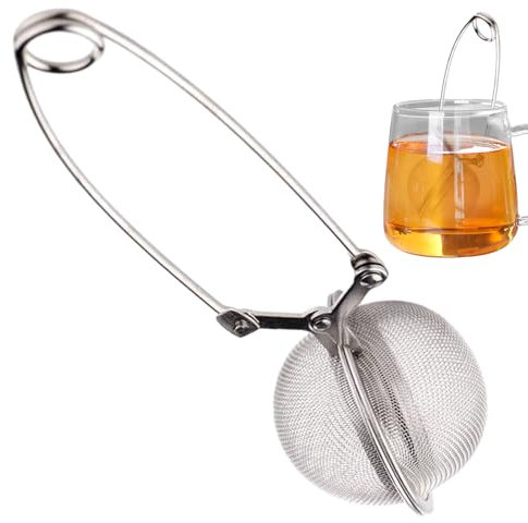 Té de hojas sueltas empinado | Infusor de té de malla tamizado, simplemente presione las pinzas de nuestro colador de bolas de té para las bolas de té