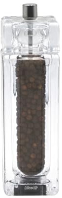 Macina Pepe Manuale Como in Acrilico, Macinino Manuale per Pepe con Macina in Acciaio Temprato per Macinatura Precisa, Trita Pepe Resistente, Elegante e Made in Italy - BISETTI (14,5 cm)