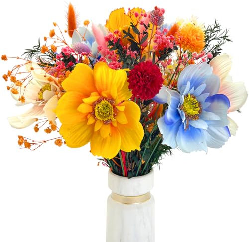 Fiori artificiali con fiori secchi, decorazione floreale artificiale con bouquet di fiori secchi per la decorazione del soggiorno, centro tavolo, soggiorno, camera da letto, decorazione estetica per