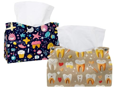 Confezione da 2 custodie per fazzoletti dentali (79), porta fazzoletti per il viso, per bagno, cassettiere, comodini, salotti e uffici