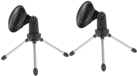 BESPORTBLE Set 2pezzi Stand per Microfono da Tavolo Regolabile e Pieghevole in Plastico e Metallo per Desktop, per Back To School Party e Registrazioni Video