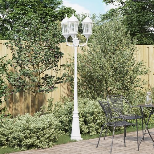 Générique Poteau de lumière de Jardin 3 Lampes E27 Blanc 235 cm Aluminium,Éclairage extérieur,10.61KG-42000334