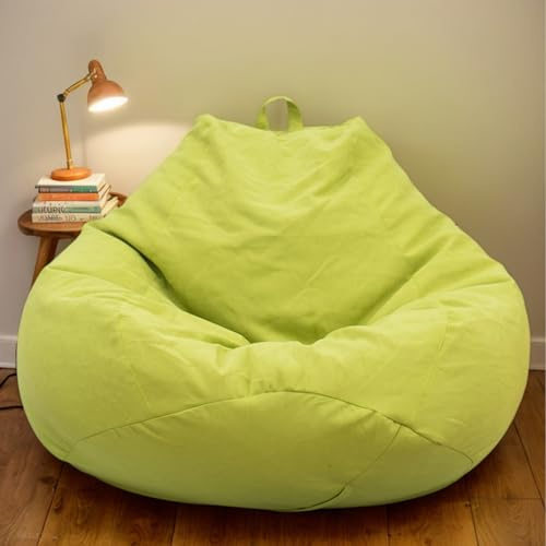 HORLSKI Vattentät sittsäck för spel för vuxna, stor 105 x 115 cm, polyester, inget foder eller fyllning, perfekt för inomhus- och utomhusbruk, grön, mysig loungepuff