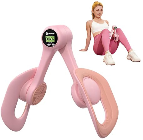 Pelvic Floor and Thigh Trainer for Women, Postpartum Rehabilitation Inner Thigh & Kegel Exerciser, Portable Home Gym Device with Digital Screen to Track Progress (Pink)