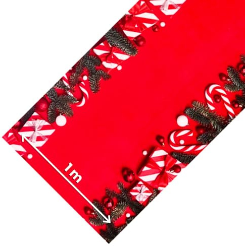 Olivo.shop - Alfombra navideña de pasillo para interior y exterior, por metros, color rojo, a medida, 1 metro de ancho, para eventos y decoraciones navideñas, Jingle Roll (Gifts, 7 metros)