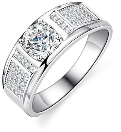 Stfery Siegelring Platin Herren, Partnerringe mit Moissanit 1ct Echt Schmuck Schmuck Gr.54 (17.2)