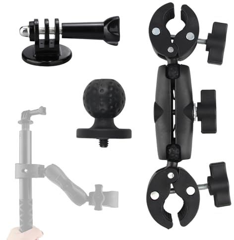 chenyu Supporto Action Cam Moto Ruotabile Supporto Insta 360 Moto | Supporto Manubrio Moto con Accessori Morsetto Fotocamera per Ombrelli Asta Treppiede Riflettore