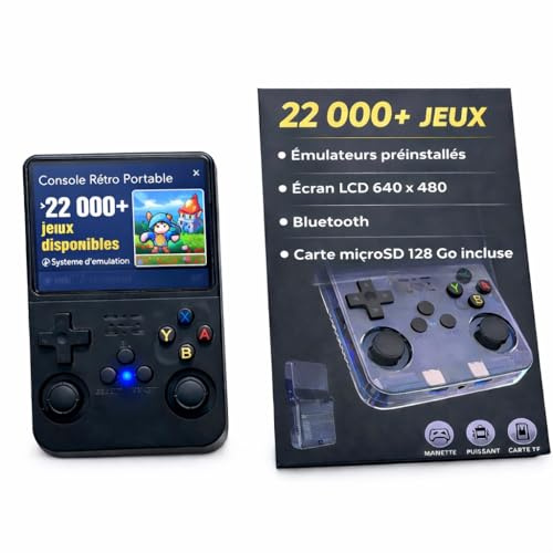 Console rétro Portable R36S – Console de Jeux avec écran, Plus de 22 000 Jeux, Carte microSD 128 Go, Batterie Rechargeable