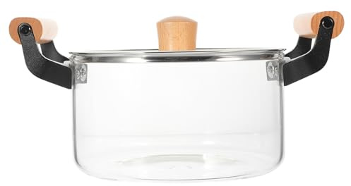 Hemobllo Marmite en Verre 2,5 L pour Cuisson à Induction, Double Poignées, Adaptée la Cuisson Vapeur et Mijoteuse, Soupière Transparente Cuisine