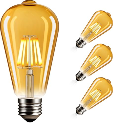 NUODIFAN Edison Vintage Dimmbar Glühbirne, 3Stück 8w Edison LED Lampe 800LM Warmweiß E27 Retro Glühbirne Ideal für Retro Beleuchtung im Haus Café Bar usw