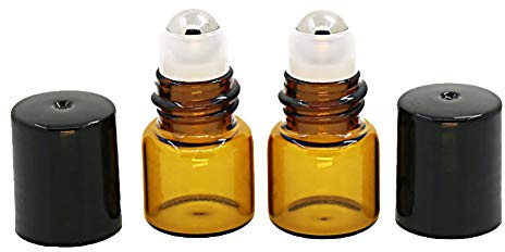 JIHUOO 25 Pièces Mini Roll-on Bouteilles Huile Essentielle Flacon Vide Bouteilles en Verre Echantillon Bouteille 1ML