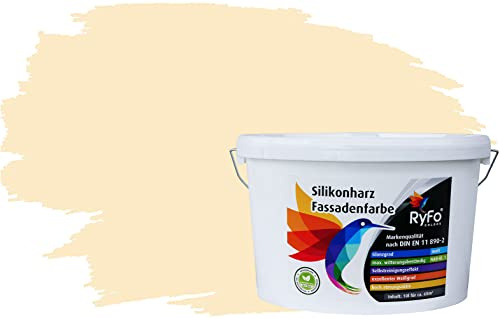 RyFo Colors Silikonharz Fassadenfarbe Lotuseffekt Trend Orangetöne Vanilla 10l - bunte Fassadenfarbe, weitere Orange Farbtöne und Größen erhältlich, Deckkraft Klasse 1
