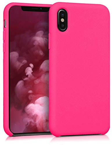kwmobile Handyhülle für Apple iPhone X Hülle - Case Silikon - Kabelloses Laden - Schutzhülle Cover in Neon Pink