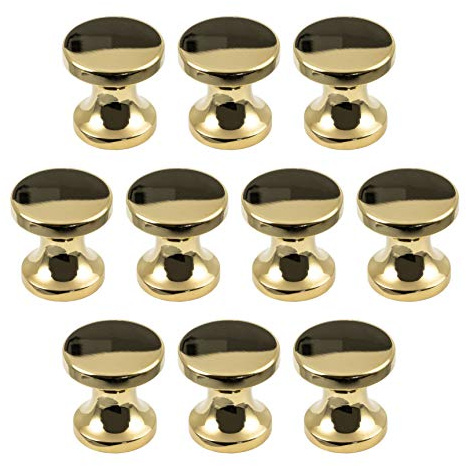 Gedotec Möbelgriff Messing Schrankknopf Vintage Möbelknopf Antik für Schubladen - H10183 | Tür-Knopf Ø 25 mm | Kommoden-Knopf rund | 10 Stück - Design Möbel-Knauf Landhaus-Stil mit Gewindeschrauben