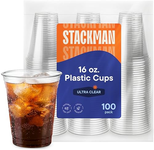 Crystal Clear Disposable Plastic Cups PET [100 Pack - 16 oz.]