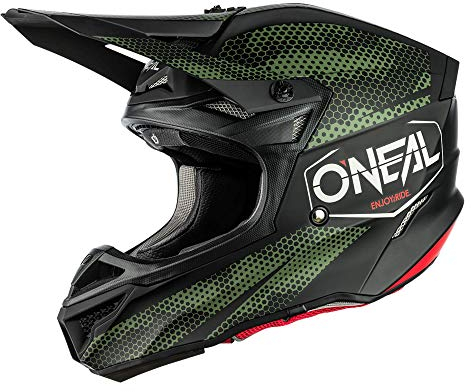 O'NEAL | Motocross-Helm | Motocross, Enduro | 2 Außenschalen & 2 EPS für erhöhte Sicherheit, Schale aus ABS, Gummi Nasenschutz | 5SRS Polyacrylite Helmet Covert | Erwachsene | Schwarz Grün | Größe S
