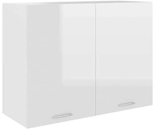 vidaXL Armario colgante cocina “Lyon” madera ingeniería blanco brillo