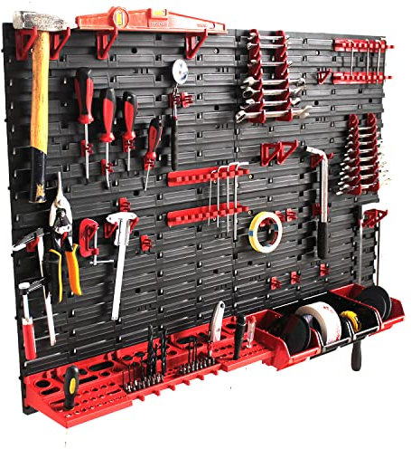 IMJ-Global Pannello porta attrezzi portautensili organizza da lavoro officina garage minuteria Set Supporti Ganci per attrezzi da parete muro (MIX2 116x78CM)