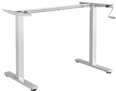 Exeta ergoM Schreibtischgestell höhenverstellbar mit Kurbel in schwarz I Tischgestell höhenverstellbar von 73-121cm I Höhenverstellbarer Schreibtisch manuell perfekt fürs Büro & Homeoffice (Weiß)