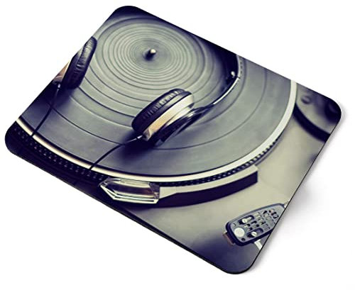 Alfombrilla de ratón para computadora – DJ tocadiscos disco de vinilo para oficina en casa y PC, accesorio de escritorio de tela flexible, parte superior grande de 5 mm para computadora portátil,