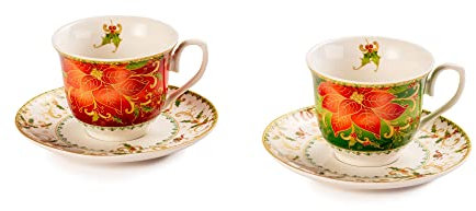 Noel by Lamart 1022139 Lot de 2 tasses à café en porcelaine de Noël 12 cm