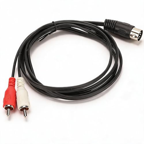 DIN auf Cinch Kabel, 5-Poliger Stecker auf 2 Cinch Stecker, PVC Audio Adapterkabel für CD Player, VCR, DVD, Phono, LD auf Quad Stereo Systeme