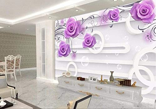 Fototapete Weißer Faden Im Europäischen Stil Und Lila Rose Tapete 3D Wandbild Papier Salon Schlafzimmer Wand Dekorative 3D Tapetenkleister Wohnzimmer Die Wand Für Schlafzimmer Wandbild Bordüre Abzieh