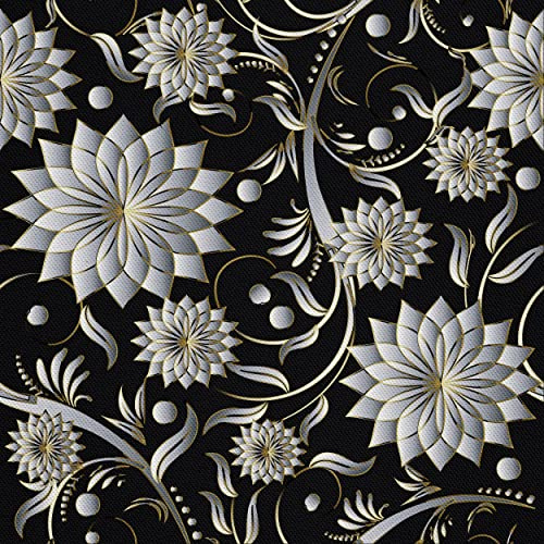 HEKO PANELS Stoff Oxford Wasserdichte Meterware Canvas-Stoff Polyester Stoff Zum Nähen Nähstoffe Möbelstoffe Dekostoffe Handwerken Wasserabweisend Blickdicht Blumen 1 Meter 155 x 100 cm
