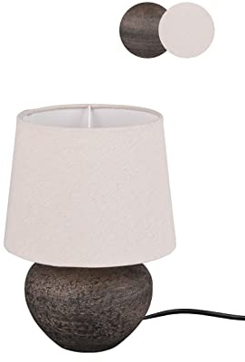 lightling Tischleuchte Luise mit Fuß aus Keramik, Stoffschirm beige, Schnurschalter, exkl. 1 x E14 max. 40W, ø 18 cm, Höhe 25 cm