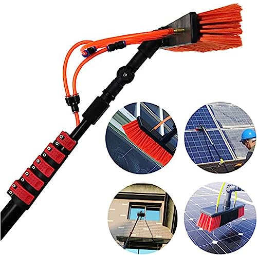 Palo TelescóPico Cepillo Para Fregar Ventanas Para Limpiadores De ExtensióN Techo Conservatorio O Paneles Fotovoltaicos De Limpieza, Paredes De Cristal De La Ventana.,35cmbrushhead-7.2M/24FT