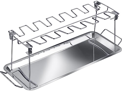 Westmark Hähnchenkeulenhalter – Ideal für die gleichzeitige Zubereitung von bis zu 14 Hähnchenkeulen mit Gemüsebeilagen – Rostfreier Edelstahl