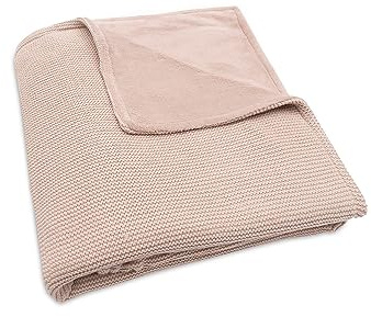 Jollein 517-511-67068 Babydecke Strickdecke mit Fleece Basic Knit rosa (75x100 cm)