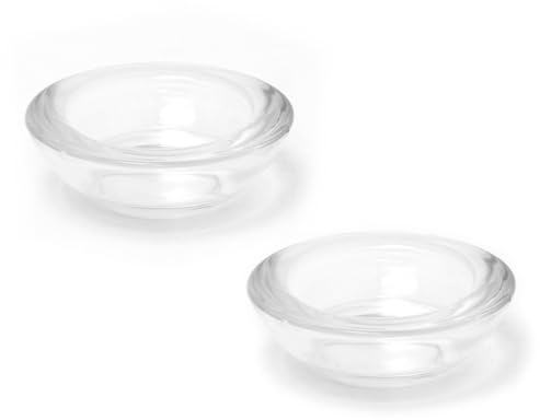 Set of 2 Clear Glass Tea Light Holders | Pack of 2 Round Tealight Candle Holders | Glass Candle Holders Votive Candle Pots