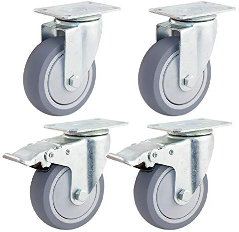4 Rollen 3 Zoll 4 Zoll 400 Kg Traglast Schwerlastrollen Industrietransportrollen Mit Bremse Drehgelenk Leise Gummimöbelrollen 75 Mm/100 Mm Leise Rollwagen Werkbank (