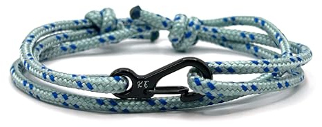 Carabiner Rope Bracelet - Strong Paracord Climbing Rope With Clip - Adjustable Survival Bracelet With Black Clasp | Durable Handmade Men's Accessory