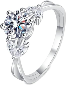 Gualiy Weißgold Schmuck Damen 750, 18 Karat Verlobungsring Echt Gold 6-Zinken Ring mit Labor Diamant 1ct Ring Größe 49