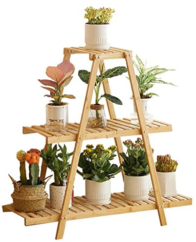 CCYENG Pflanzenständer, mehrstufiger Pflanzenständer, 3 Ebenen, 8 Topfblumenständer, Leiter-Pflanzenständer, Balkon, Fenster, Garten, Terrasse, dreieckiger Pflanzenst