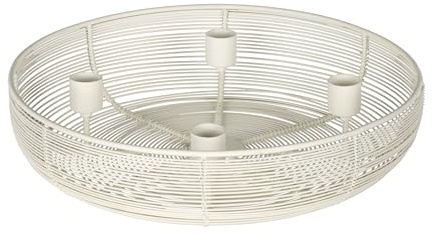 EGLO LIVING Adventskranz Hagony, Kerzenhalter Gestell für 4 Adventskerzen | Advent Kerzenständer für Stabkerzen, Tischdeko Weihnachten aus Metall in Creme, ⌀ 30,5 cm